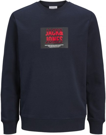 Jack & Jones HUDSON Sweatshirt Navy - Mikiny & mikiny bez kapucne - Mikiny & Mikiny s Kapucňou 2XL-12XL