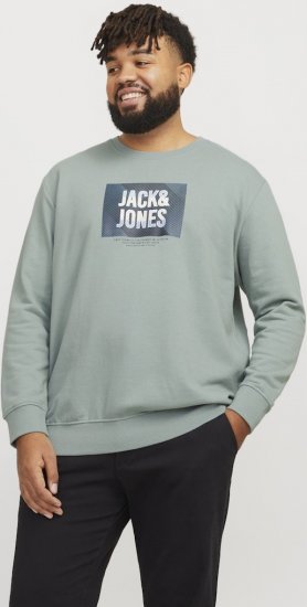 Jack & Jones HUDSON Sweatshirt Iceberg Green - Mikiny & mikiny bez kapucne - Mikiny & Mikiny s Kapucňou 2XL-12XL