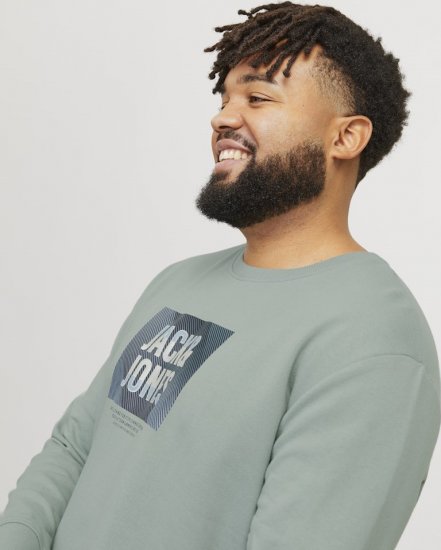Jack & Jones HUDSON Sweatshirt Iceberg Green - Mikiny & mikiny bez kapucne - Mikiny & Mikiny s Kapucňou 2XL-12XL