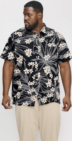 Jack & Jones Hawaii AOP Shirt Black - Košele - Košele 2XL-10XL