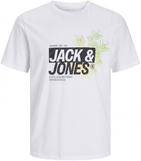  Jack & Jones Jaxon Crew Neck T-Shirt White - Tričká - Nadrozmerné tričká - 2XL-14XL