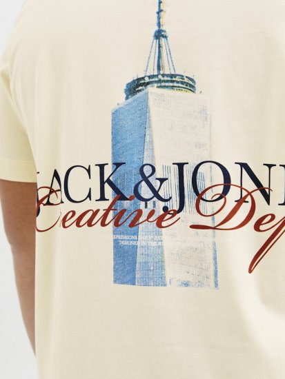 Jack & Jones Boston Photo Crew Neck T-Shirt Antique White - Tričká - Nadrozmerné tričká - 2XL-14XL
