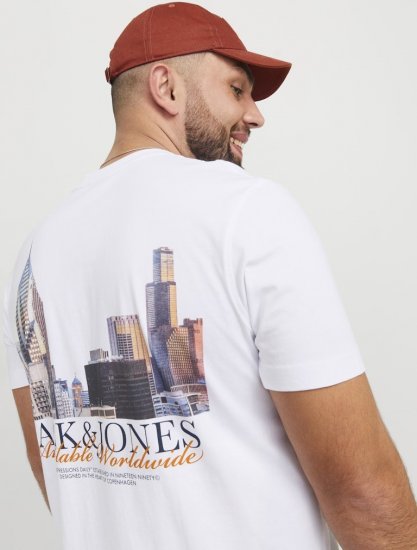 Jack & Jones Boston Photo Crew Neck T-Shirt Bright White - Tričká - Nadrozmerné tričká - 2XL-14XL