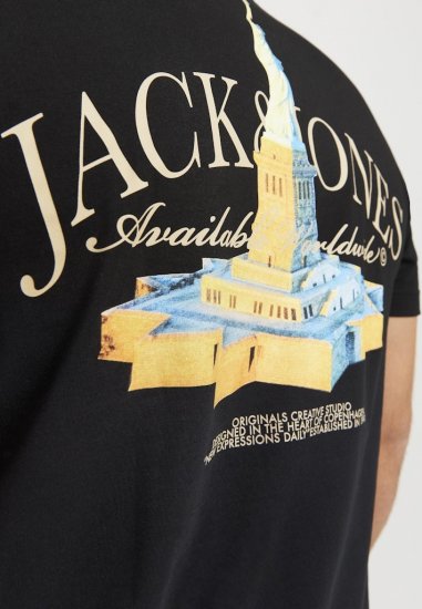 Jack & Jones Boston Photo Crew Neck T-Shirt Black - Tričká - Nadrozmerné tričká - 2XL-14XL