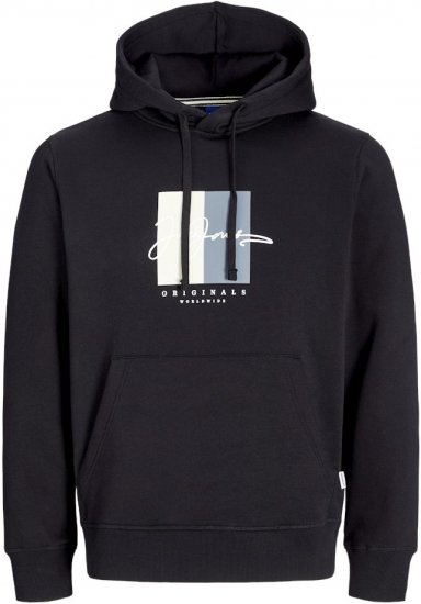 Jack & Jones Frederiksberg Box Script Hoodie Black - Mikiny & mikiny bez kapucne - Mikiny & Mikiny s Kapucňou 2XL-12XL