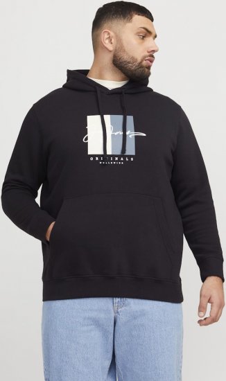 Jack & Jones Frederiksberg Box Script Hoodie Black - Mikiny & mikiny bez kapucne - Mikiny & Mikiny s Kapucňou 2XL-12XL