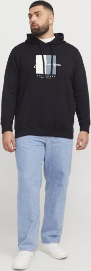 Jack & Jones Frederiksberg Box Script Hoodie Black - Mikiny & mikiny bez kapucne - Mikiny & Mikiny s Kapucňou 2XL-12XL