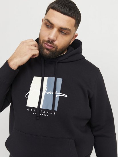 Jack & Jones Frederiksberg Box Script Hoodie Black - Mikiny & mikiny bez kapucne - Mikiny & Mikiny s Kapucňou 2XL-12XL