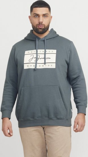 Jack & Jones Frederiksberg Box Script Hoodie Grey - Mikiny & mikiny bez kapucne - Mikiny & Mikiny s Kapucňou 2XL-12XL