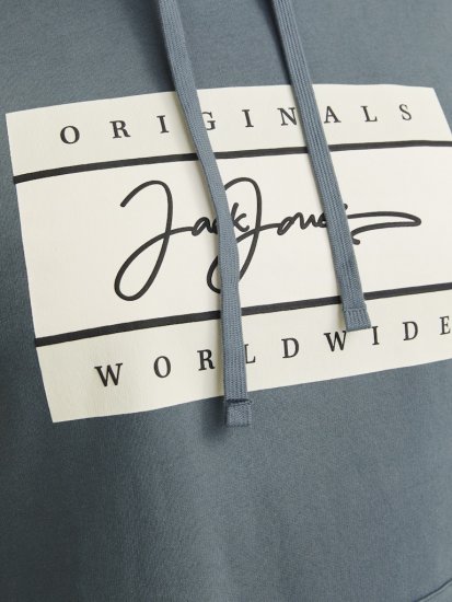 Jack & Jones Frederiksberg Box Script Hoodie Grey - Mikiny & mikiny bez kapucne - Mikiny & Mikiny s Kapucňou 2XL-12XL