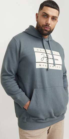 Jack & Jones Frederiksberg Box Script Hoodie Grey - Mikiny & mikiny bez kapucne - Mikiny & Mikiny s Kapucňou 2XL-12XL
