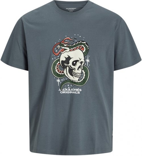 Jack & Jones Anatomy Skull Crew Neck T-Shirt Grey - Tričká - Nadrozmerné tričká - 2XL-14XL