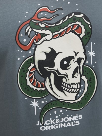 Jack & Jones Anatomy Skull Crew Neck T-Shirt Grey - Tričká - Nadrozmerné tričká - 2XL-14XL