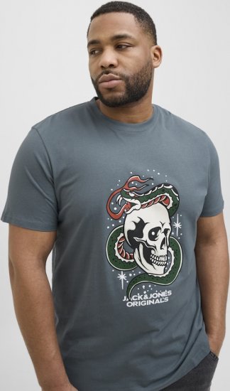 Jack & Jones Anatomy Skull Crew Neck T-Shirt Grey - Tričká - Nadrozmerné tričká - 2XL-14XL