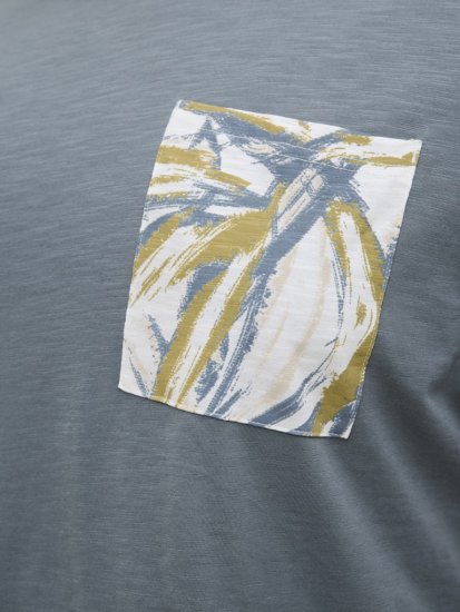 Jack & Jones Split Pocket Print T-Shirt Grey - Tričká - Nadrozmerné tričká - 2XL-14XL