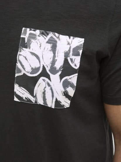 Jack & Jones Split Pocket Print T-Shirt Black - Tričká - Nadrozmerné tričká - 2XL-14XL