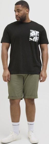 Jack & Jones Split Pocket Print T-Shirt Black - Tričká - Nadrozmerné tričká - 2XL-14XL