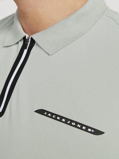 Jack & Jones Fusion Pique Zipper Polo Green/Blue - Polokošele - Polokošele 2XL-8XL