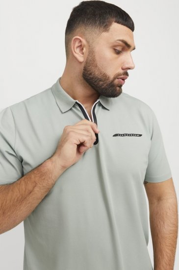 Jack & Jones Fusion Pique Zipper Polo Green/Blue - Polokošele - Polokošele 2XL-8XL