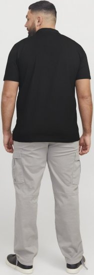 Jack & Jones Fusion Pique Zipper Polo Black - Polokošele - Polokošele 2XL-8XL