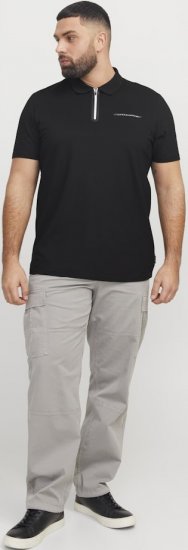 Jack & Jones Fusion Pique Zipper Polo Black - Polokošele - Polokošele 2XL-8XL