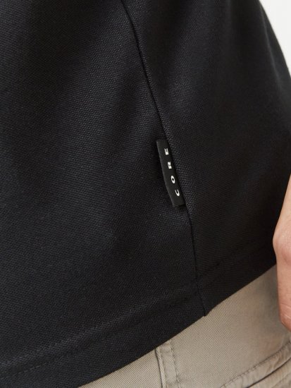 Jack & Jones Fusion Pique Zipper Polo Black - Polokošele - Polokošele 2XL-8XL
