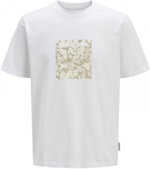 Jack & Jones Tarmac Camo Crew Neck T-Shirt Bright White - Tričká - Nadrozmerné tričká - 2XL-14XL