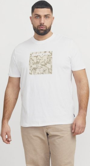 Jack & Jones Tarmac Camo Crew Neck T-Shirt Bright White - Tričká - Nadrozmerné tričká - 2XL-14XL