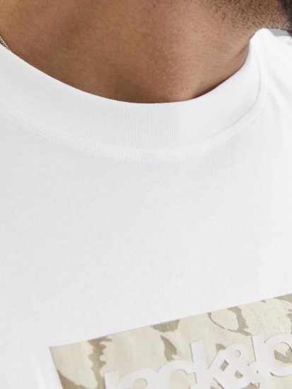 Jack & Jones Tarmac Camo Crew Neck T-Shirt Bright White - Tričká - Nadrozmerné tričká - 2XL-14XL