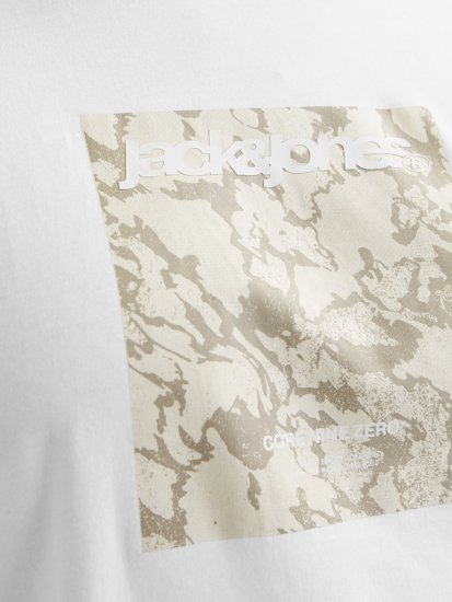Jack & Jones Tarmac Camo Crew Neck T-Shirt Bright White - Tričká - Nadrozmerné tričká - 2XL-14XL