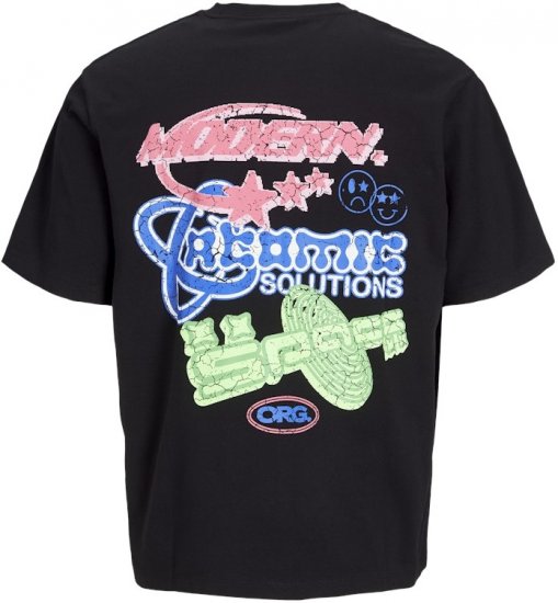 Jack & Jones Compact Crew Neck T-Shirt Black - Tričká - Nadrozmerné tričká - 2XL-14XL