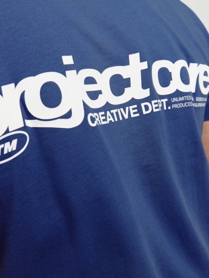 Jack & Jones Union Front & Back Print Crew Neck T-Shirt Beaucoup Blue - Tričká - Nadrozmerné tričká - 2XL-14XL