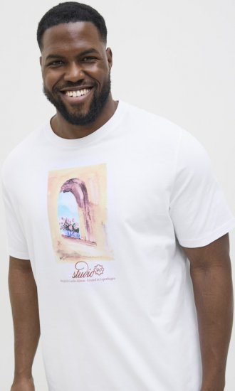 Jack & Jones Hydra Crew Neck T-Shirt Bright White - Tričká - Nadrozmerné tričká - 2XL-14XL