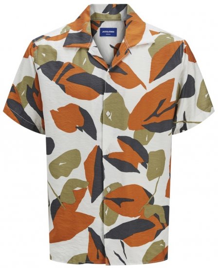 Jack & Jones Vira Marshall AOP Short Sleeve Shirt Cloud Dancer - Košele - Košele 2XL-10XL