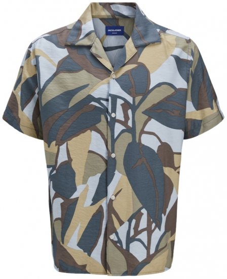Jack & Jones Vira Marshall AOP Short Sleeve Shirt Silver Sage - Košele - Košele 2XL-10XL