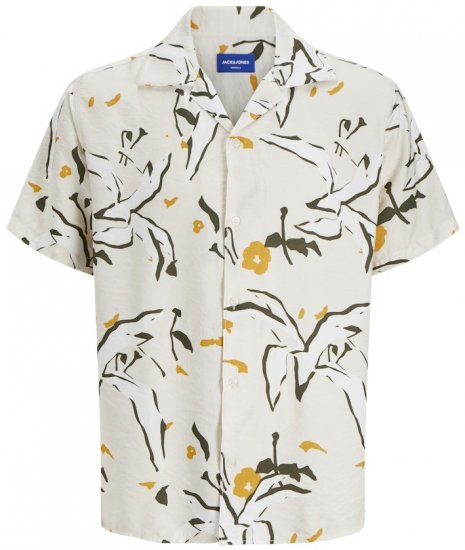 Jack & Jones Vira Marshall AOP Short Sleeve Shirt Buttercream - Košele - Košele 2XL-10XL