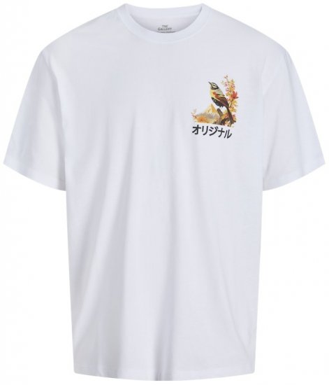 Jack & Jones Fuji Crew Neck T-Shirt Bright White - Tričká - Nadrozmerné tričká - 2XL-14XL