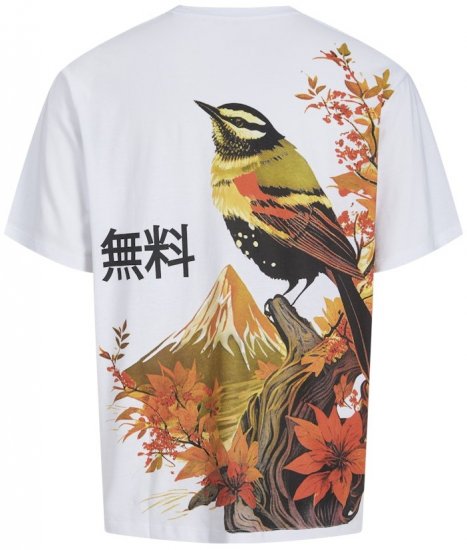 Jack & Jones Fuji Crew Neck T-Shirt Bright White - Tričká - Nadrozmerné tričká - 2XL-14XL