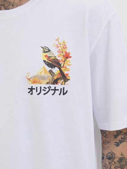 Jack & Jones Fuji Crew Neck T-Shirt Bright White - Tričká - Nadrozmerné tričká - 2XL-14XL