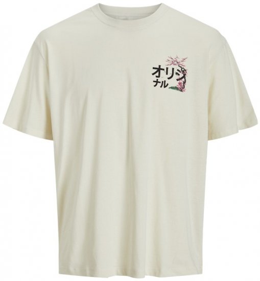Jack & Jones Fuji Crew Neck T-Shirt Antique White - Tričká - Nadrozmerné tričká - 2XL-14XL