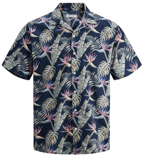 Jack & Jones JJCOASTAL RESORT Floral Shirt Navy - Košele - Košele 2XL-10XL