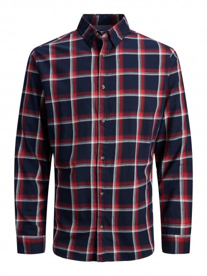 Jack & Jones JJPLAIN LOGAN Shirt Red - Košele - Košele 2XL-10XL