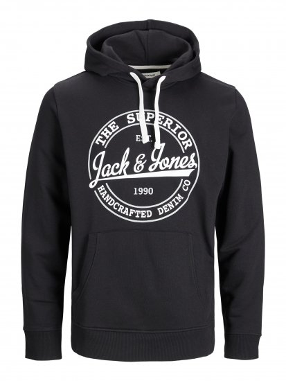 Jack & Jones JJBRAT SWEAT Hoodie Black - Mikiny & mikiny bez kapucne - Mikiny & Mikiny s Kapucňou 2XL-12XL