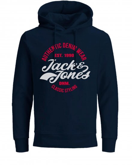 Jack & Jones JJBRAT SWEAT Hoodie Navy - Mikiny & mikiny bez kapucne - Mikiny & Mikiny s Kapucňou 2XL-12XL