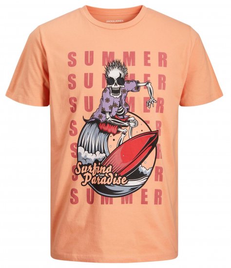 Jack & Jones JJEUSTACE T-Shirt Orange - Tričká - Nadrozmerné tričká - 2XL-14XL