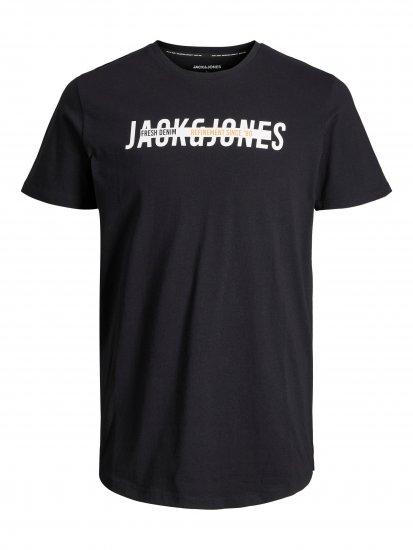 Jack & Jones JJTEO T-Shirt Black - Tričká - Nadrozmerné tričká - 2XL-14XL