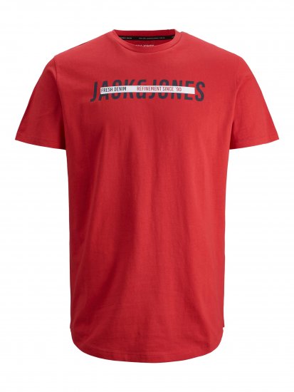 Jack & Jones JJTEO T-Shirt Red - Tričká - Nadrozmerné tričká - 2XL-14XL