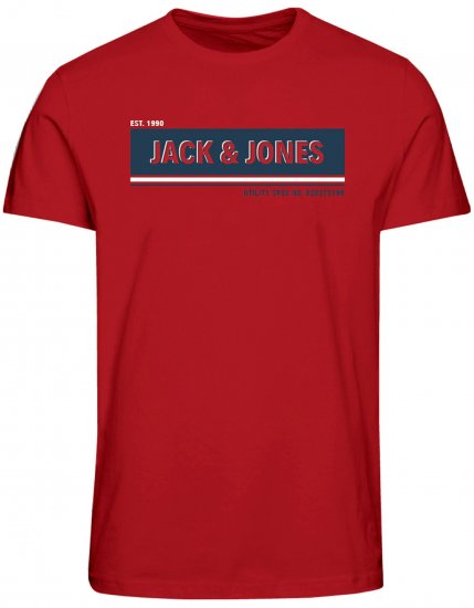 Jack & Jones JCOADAM T-Shirt Pompeian Red - Tričká - Nadrozmerné tričká - 2XL-14XL