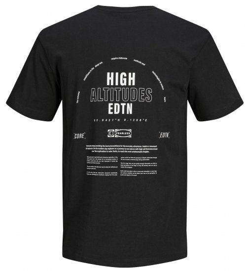 Jack & Jones JCOEDTN T-Shirt with Back Print Black - Tričká - Nadrozmerné tričká - 2XL-14XL
