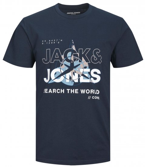 Jack & Jones JCOHUNT T-Shirt Navy Blazer - Tričká - Nadrozmerné tričká - 2XL-14XL